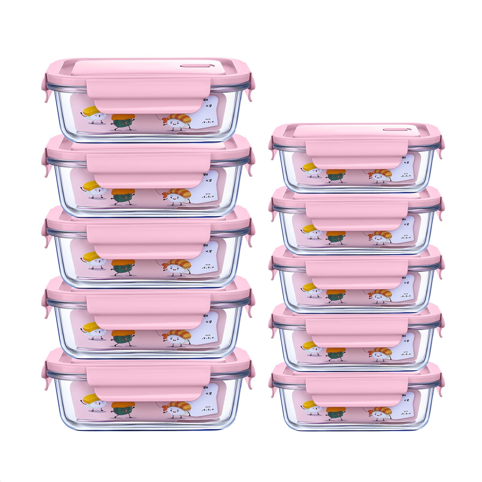 High Borosilicate Glass Lunch Box Set (10 Pieces) – Heat-Resistant Rectangular Food Containers
