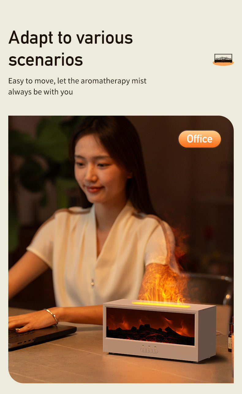 3D Flame Fireplace Aromatherapy Humidifier with Remote Control