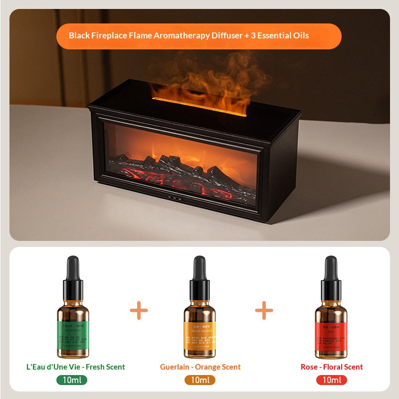 3D Flame Fireplace Aromatherapy Humidifier with Remote Control