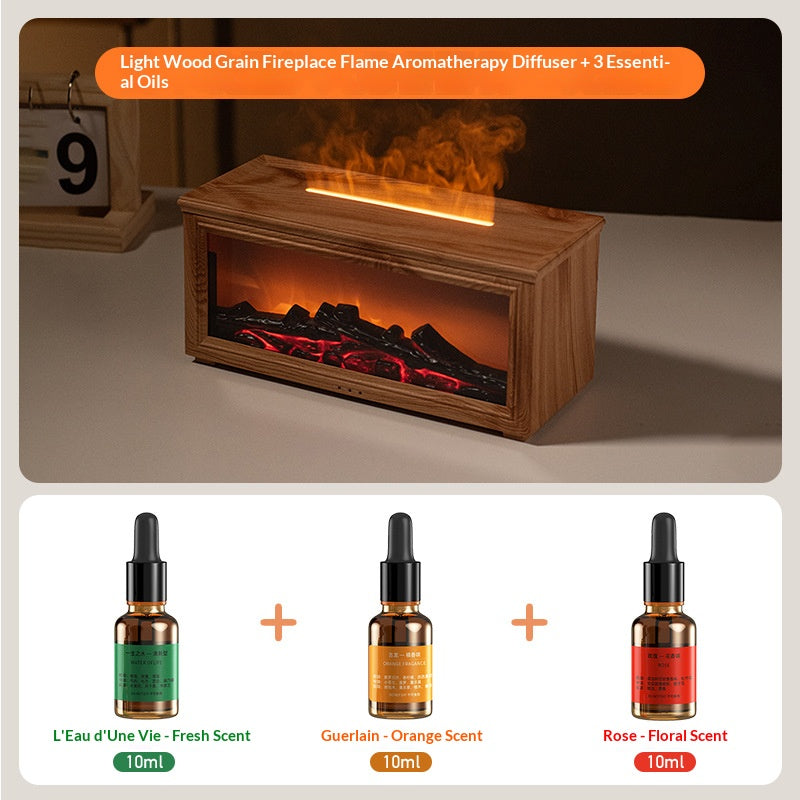 3D Flame Fireplace Aromatherapy Humidifier with Remote Control