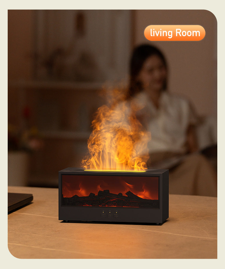 3D Flame Fireplace Aromatherapy Humidifier with Remote Control