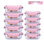 High Borosilicate Glass Lunch Box Set (10 Pieces) – Heat-Resistant Rectangular Food Containers