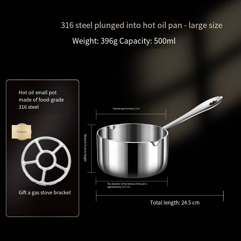 316 stainless steel hot oil small pot - mini oil splashing and stir-frying tool