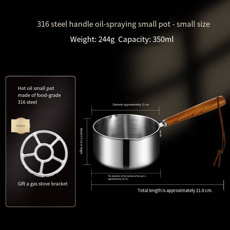 316 stainless steel hot oil small pot - mini oil splashing and stir-frying tool