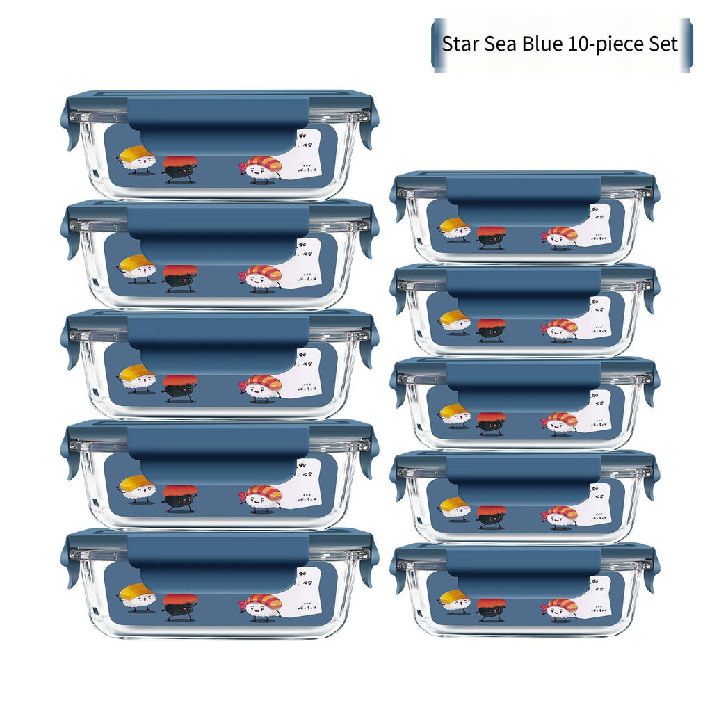 High Borosilicate Glass Lunch Box Set (10 Pieces) – Heat-Resistant Rectangular Food Containers