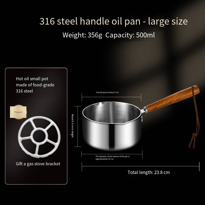 316 stainless steel hot oil small pot - mini oil splashing and stir-frying tool